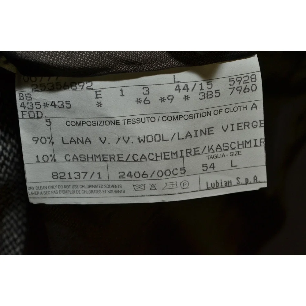Lubiam 1911 Cashmere Mens 44L Blazer Gray Check Wool Italy Sport Coat Luxury LBM